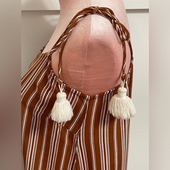 Faithfull The Brand x Anthropologie Copper Brown Stripe Maxi Dress Sz Medium (6) - Picture 6 of 11